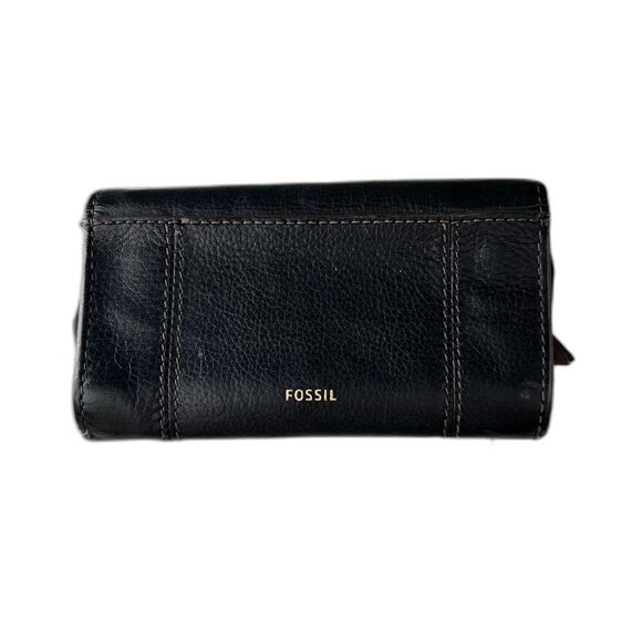 Fossil Black Leather Snap Close Wallet - Picture 1 of 5